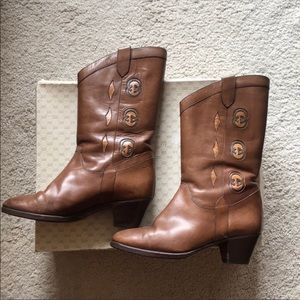 Gucci GG logo vintage brown boots good cond.37👠👠